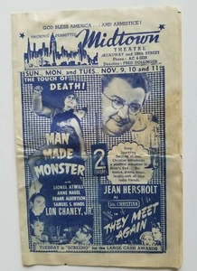 MAN MADE MONSTER 1941 Original Movie Theatre Flyer/Program Sci-Fi Horror - Picture 1 of 3