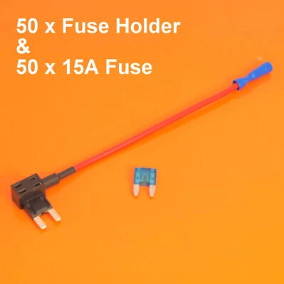 High Quality 50 x 12V Add A Circuit Piggy Back Fuse Holder For Mini Blade 15 Amp - Image 1 of 4