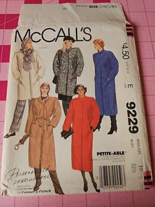 Vintage McCalls Pattern 9229 Straight Coat 2 Lengths Belt Winter Size 10 UNCUT - Picture 1 of 2