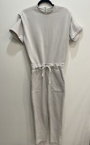 Pistola Revolve Clarisse French Terry Shoulder Pleat Jumpsuit Soft Taupe XS