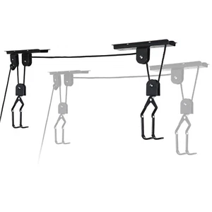 Heavy Duty Bike Hoist Pulley Lift Garage Ceiling Storage Rack W/ Safety Lock - Picture 1 of 12