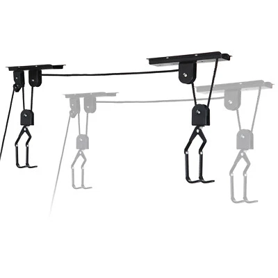 Elevador de polea elevador de bicicleta de alta resistencia garaje techo estante de almacenamiento con bloqueo de seguridad Foto 1 de 4