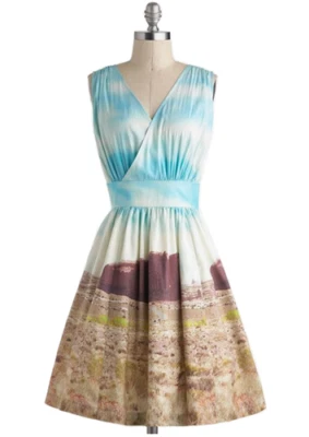 PLENTY TRACY REESE Silk Little Mesa Perfect Dress Landscape Photo Print Size 0 - Image 1 of 4