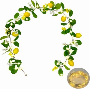 Artificial Lemon Garland with Fairy Lights Spring Summer for Home Garden Wedding - Picture 1 of 6