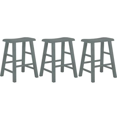 eHemco Heavy-Duty Hardwood Saddle Seat Barstools,24 Inches,Set of 3(Collectible) - Image 1 of 2