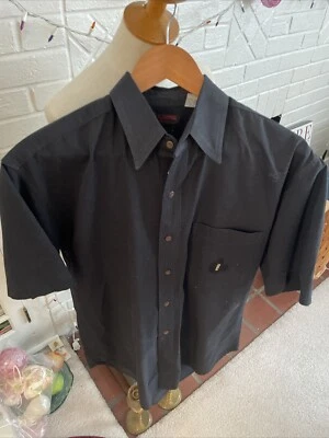 B.B. Express Basics Men's Shirt  Black Short Sleeve Collar - Image 1 of 4