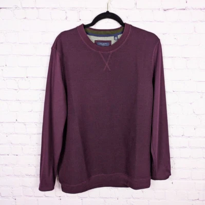 Ted Baker Sweater Mens Size 4 (L) Red Purple Pullover Long Sleeve Knit Crew Neck - Image 1 of 4