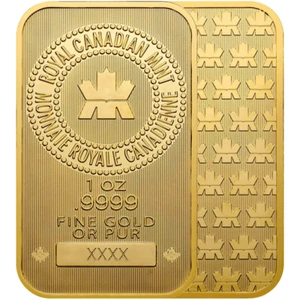 Barra de oro 0,9999 hoja de arce de 1 oz BU - Casa de la Moneda Real Canadiense (nueva en ensayo) - Imagen 1 de 2