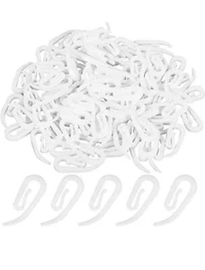 CURTAIN HOOKS FOR RING HEADER TAPE WHITE PLASTIC NYLON HOOK UK STANDARD SIZE - Picture 1 of 1