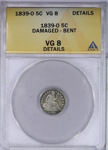 1839-O Liberty Seated Half Dime H10c ANACS VG8 Details - Picture 1 of 4