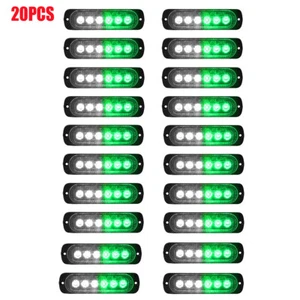 20xWhite/Green 6LED Strobe Lights Hazard Lighting Car Trailer Van Warning Lights - Picture 1 of 10