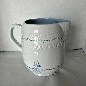 *Adorable Disney "Gourmet Mickey" Mouse Ceramic Pitcher White With Blue - Picture 1 of 5