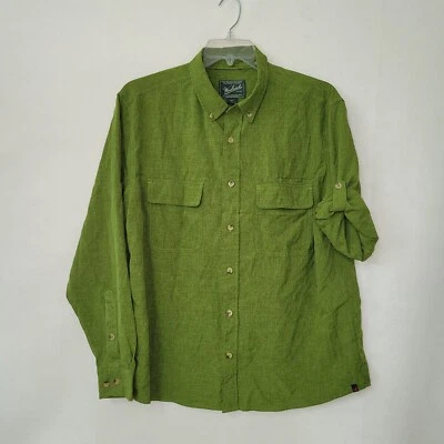 Woolrich Shirt Mens XL Pesto Green Roll Tab Sleeve Performance Button-Down - Image 1 of 4