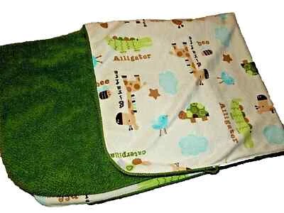 6C!¡GUAU! CIRCO Pájaro Jirafa Tortuga Caimán Felpa Terciopelo Sherpa Cuna Manta Foto 1 de 4