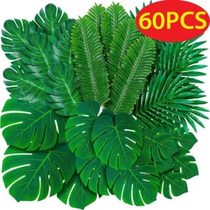 60x Artificial Palm Leaves Tropical Plant Faux Hawaiian Luau Aloha Jungle Theme - Picture 1 of 20