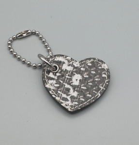 Coach Lozenge Snake Printed Leather Heart Silver Plated Tag Bag Charm Key Chain