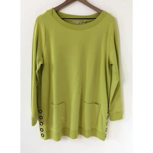 Soft Surroundings Make It Snappy Tunic Women Large Chartreuse 2AY50 Pullover - Picture 1 of 11
