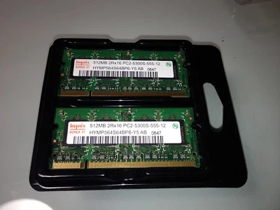 Hynix 512mb 2Rx16 PC2-5300S-555-12 Memory (2 pack)(1gb RAM) - Image 1 of 4