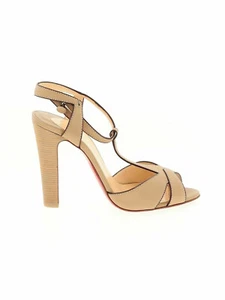 Christian Louboutin beige Leder T-Strap Sandaletten Cotonetta 85mm Gr 37 - Imagen 1 de 21