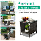 Wicker Patio Side Table Outdoor Square Coffee Table Wicker Rattan End Tables New