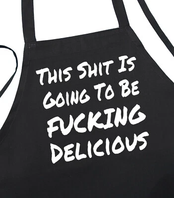 COOLAPRONS This Is Going To Be Delicious Funny Black Barbecue Apron, Men's Cooking Aprons
