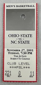 CBK 2001 11/27  North Carolina St at Ohio State Basketball Ticket-Anthony Grundy
