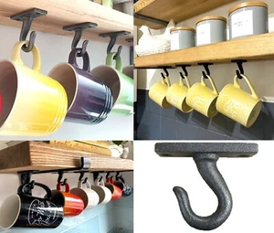 Cup hooks Black Large mug hook wall mounting under shelf cabinet hanging - Picture 1 of 16
