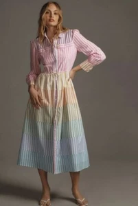 Anthropologie English Factory Long-Sleeve Midi Dress In Pink Size Small - Picture 1 of 6