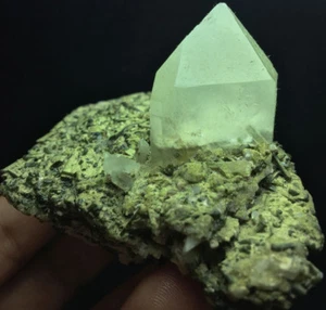 155g NATURAL Fuschite Mica Skeletal GREEN Quartz Crystal & GREEN Tourmaline F155 - Picture 1 of 12