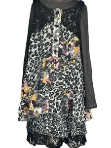 BOUTIQUE Vintage HANNAH BANANA Long Sleeve Black Lace BOHO Twirl Dress Girls 6X - Picture 1 of 12