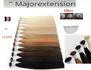 LOT EXTENSIONS KÉRATINE A CHAUD 100% NATURELS REMY RAJOUTS 49-60-66 cm 1G 24/48H - Zdjęcie 1 z 11