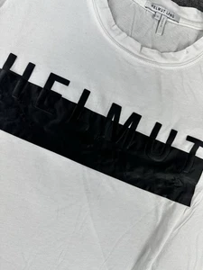 Helmut Lang T Shirt Mens Large White Censor Logo Made in USA Crewneck - Picture 1 of 8