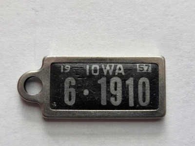 1957 Iowa DAV Tag Keychain License Plate 6-1910 - Image 1 of 2