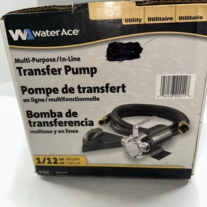 WATER ACE MULTI-PURPOSE/IN-LINE TRANSFER PUMP 1/12 HP 350 GPH, FREE SHIPPING - Picture 1 of 7