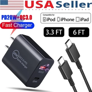 Cable cargador PD de pared súper rápido USB-C tipo C de 20 W para Samsung con cable de 3 pies/6 pies - Imagen 1 de 14