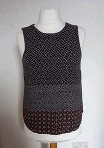 NEW LOOK Multicoloured Sleeveless Top Round Neck Cut Out Back Summer Size 14 - Picture 1 of 7