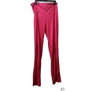 Schlag Leggings High Waist Knopf Akzente Hot Pink Hose - Bild 1 von 5