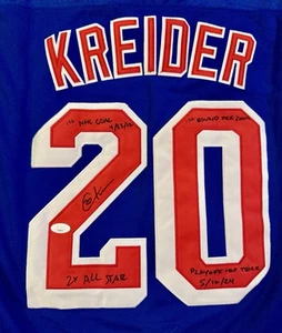 NEW YORK RANGERS CHRIS KREIDER SIGNED AUTO JERSEY WITH 5 INSCRIPTIONS & JSA CERT - Picture 1 of 5