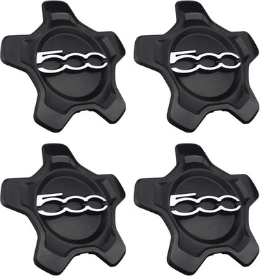 Wheel Center Cap Cover Black 4pcs Compatible with 2016-2022 Fiat 500X Replaces 6 Foto 1 de 4