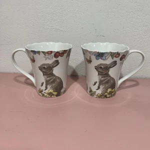 PIER 1 IMPORTS Set 2 TAZAS TAZAS Porcelana Sofie the Bunny Pascua Conejo Primavera - Imagen 1 de 11