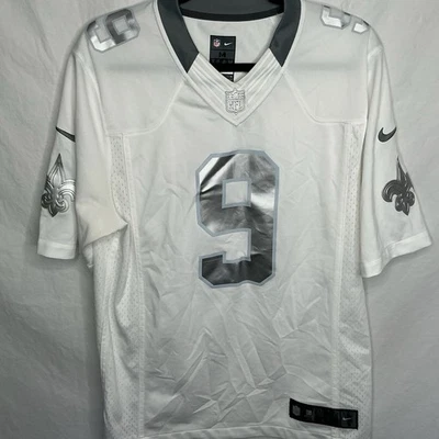 Nike Drew Brees Saints Jersey Men’s Sz M NFL  Football Platinum White Silver 9 - Image 1 of 4