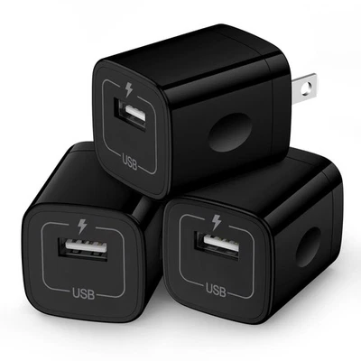 3-Pack 1A/5V USB Wall Charger Cube Adapter for Samsung Galaxy & More - Image 1 of 4