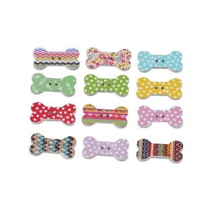 30pcs Cute Bone Wooden Buttons for Crafts Sewing Scrapbooking DIY Decor 25x13mm - Picture 1 of 6