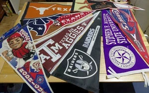 Texas Team PENNANTs (12 by 30 inch) BY WINCRAFT Lot Of 8 - Picture 1 of 9
