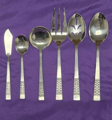 Rare KOREA Rogers Co Vintage Stainless Serving Set CASA VISTA Flatware 6 Pcs.  - Image 1 of 4