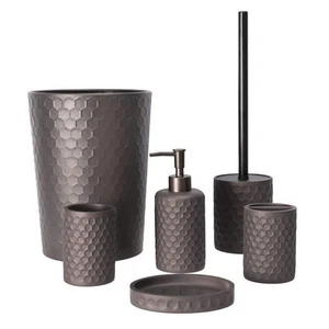 6-Piece Bathroom Accessory Set with Toiletbrush Holder, Dispenser, Trash Can, in - Picture 1 of 5