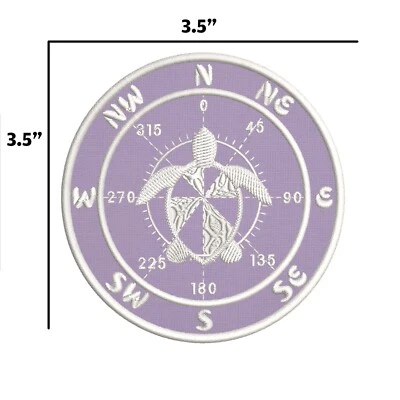 Sea Turtle Patch Embroidered Iron-on Applique Compass Direction Souvenir - Image 1 of 4