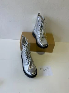 LASCANA Lucido Argento Metallizzato Stivali Alla Caviglia UK 4 (f569) - Foto 1 di 4