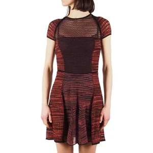 Missoni Vtg Women's Red Black Mesh Knit Fit & Flare Mini Dress Size IT 40 / US 4 - Picture 1 of 12
