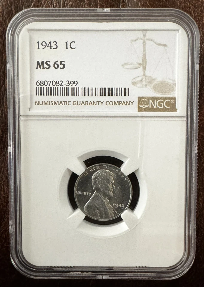 1943 Lincoln Wheat Steel Penny Cent - NGC MS65 - Image 1 of 4